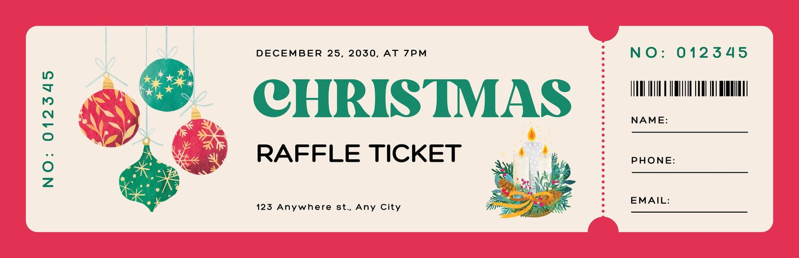 Free Christmas Ticket Templates To Edit And Print | Canva for Christmas Raffle Template Free