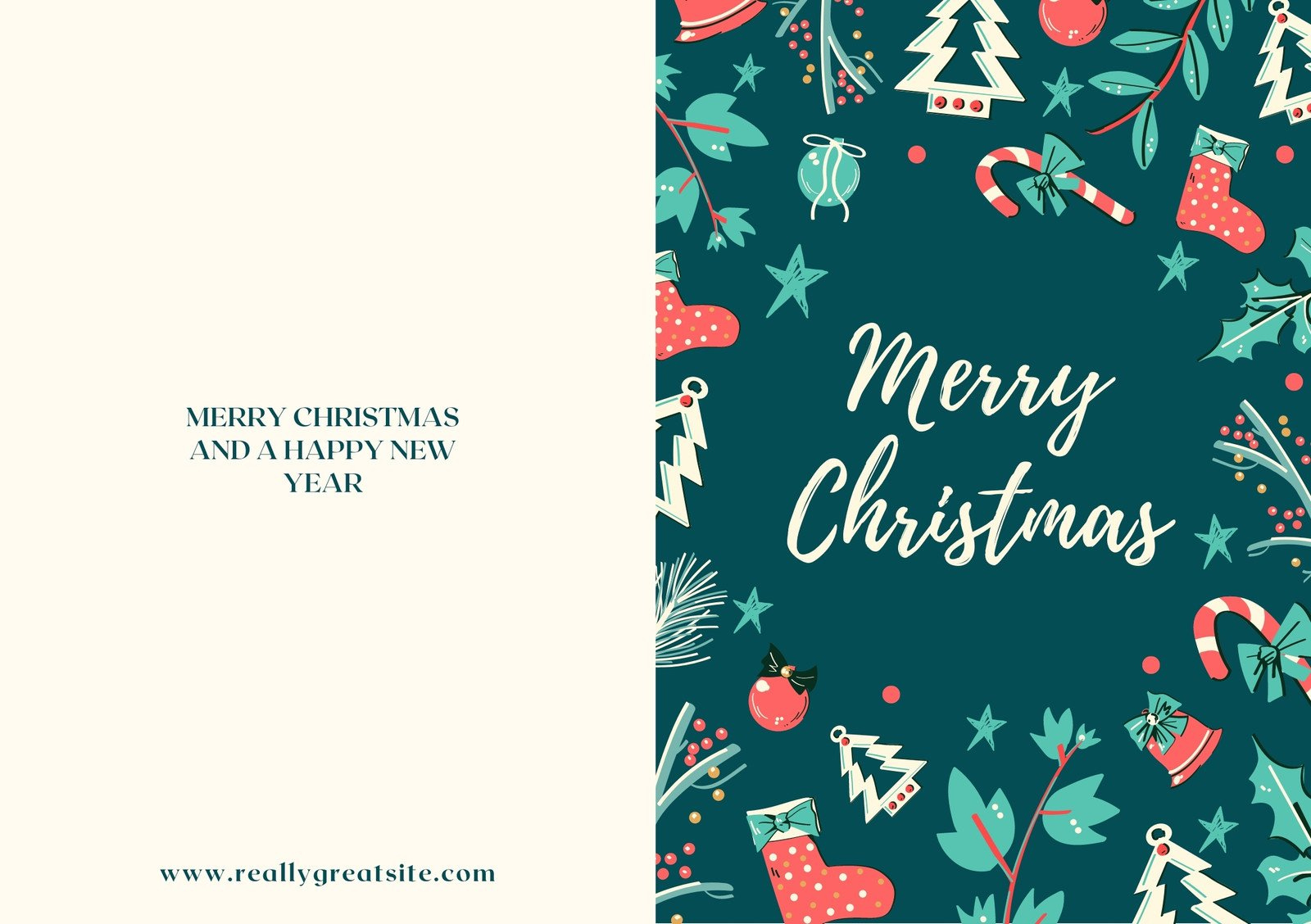 Free Custom Printable Christmas Folded Card Templates | Canva intended for Christmas Photo Card Printable Template Free