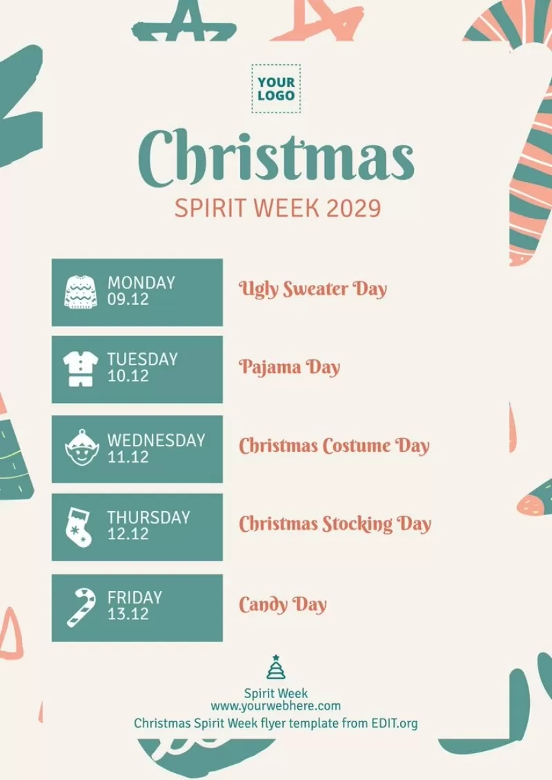 Free Editable Spirit Week Poster Templates for Christmas Spirit Week Free Template