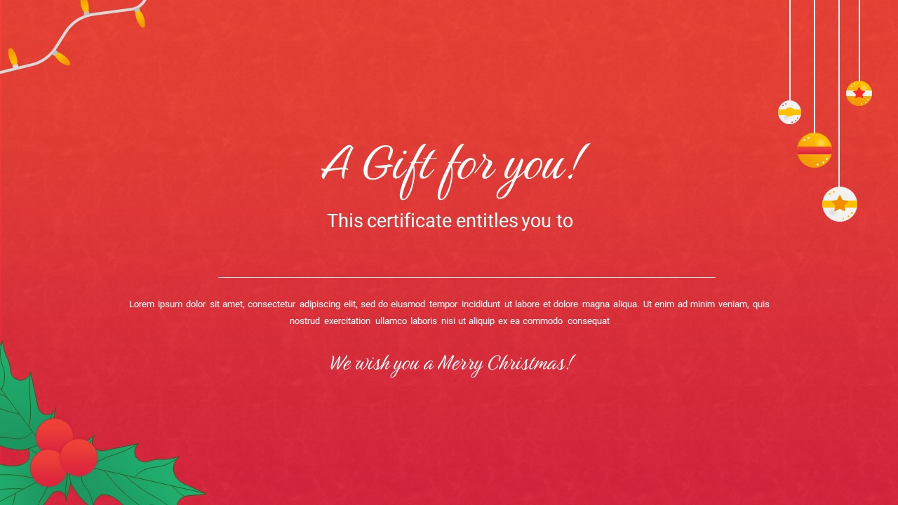 Free Google Slides Christmas Gift Template Powerpoint with regard to Christmas Themed Certificate Template