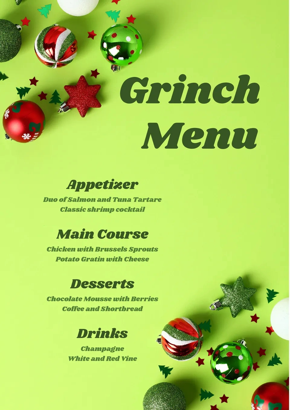 Free Grinch Menu Template For Google Docs pertaining to Christmas Menu Printable Template Free