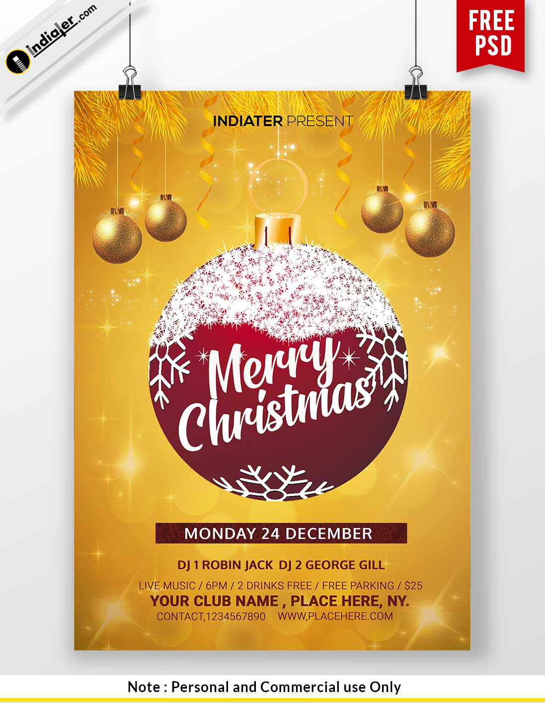 Free Merry Christmas Party Invitation Templates Psd - Indiater regarding Christmas Party Invitation Photoshop Template