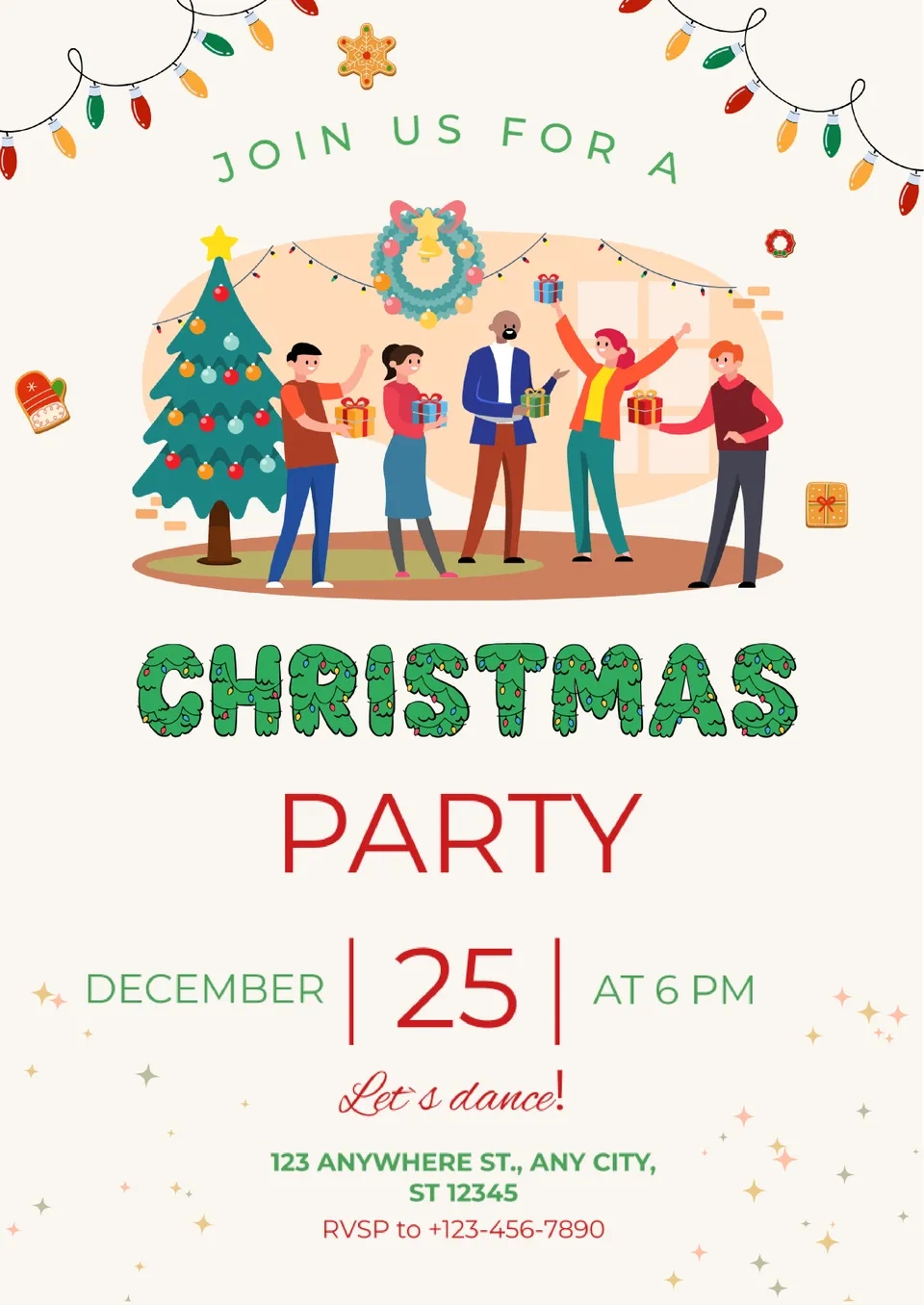 Free Office Christmas Party Invitation Template For Google Docs in Christmas Office Party Flyer Template