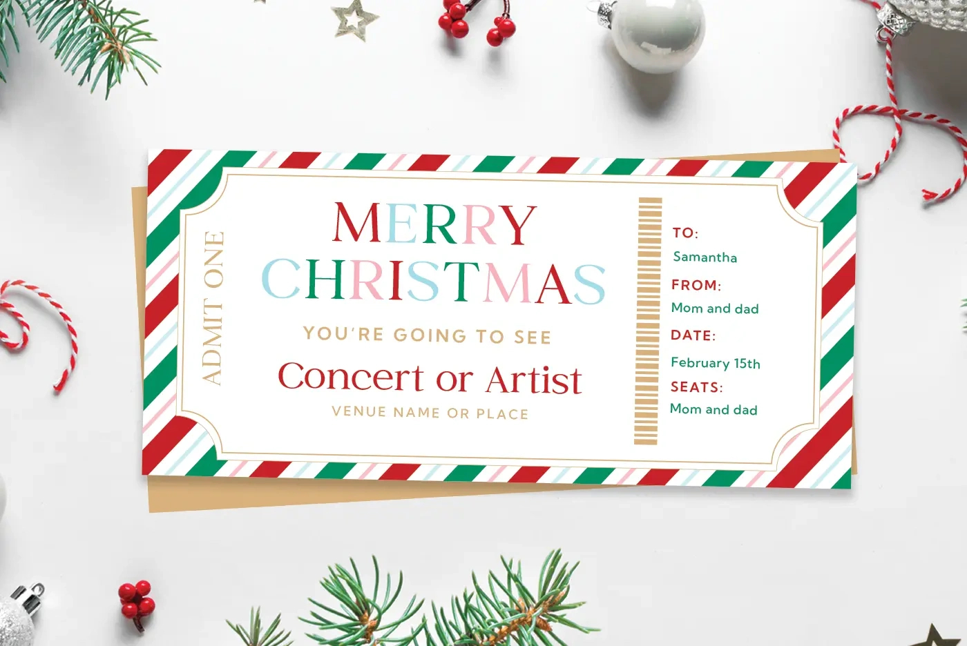Free Printable Christmas Concert Ticket Gift - Favorite Printables with Christmas Ticket Template Free