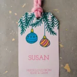 Free Printable Christmas Gift Tags In Pink   Editable   Merriment In Christmas Ornament Gift Tag Template