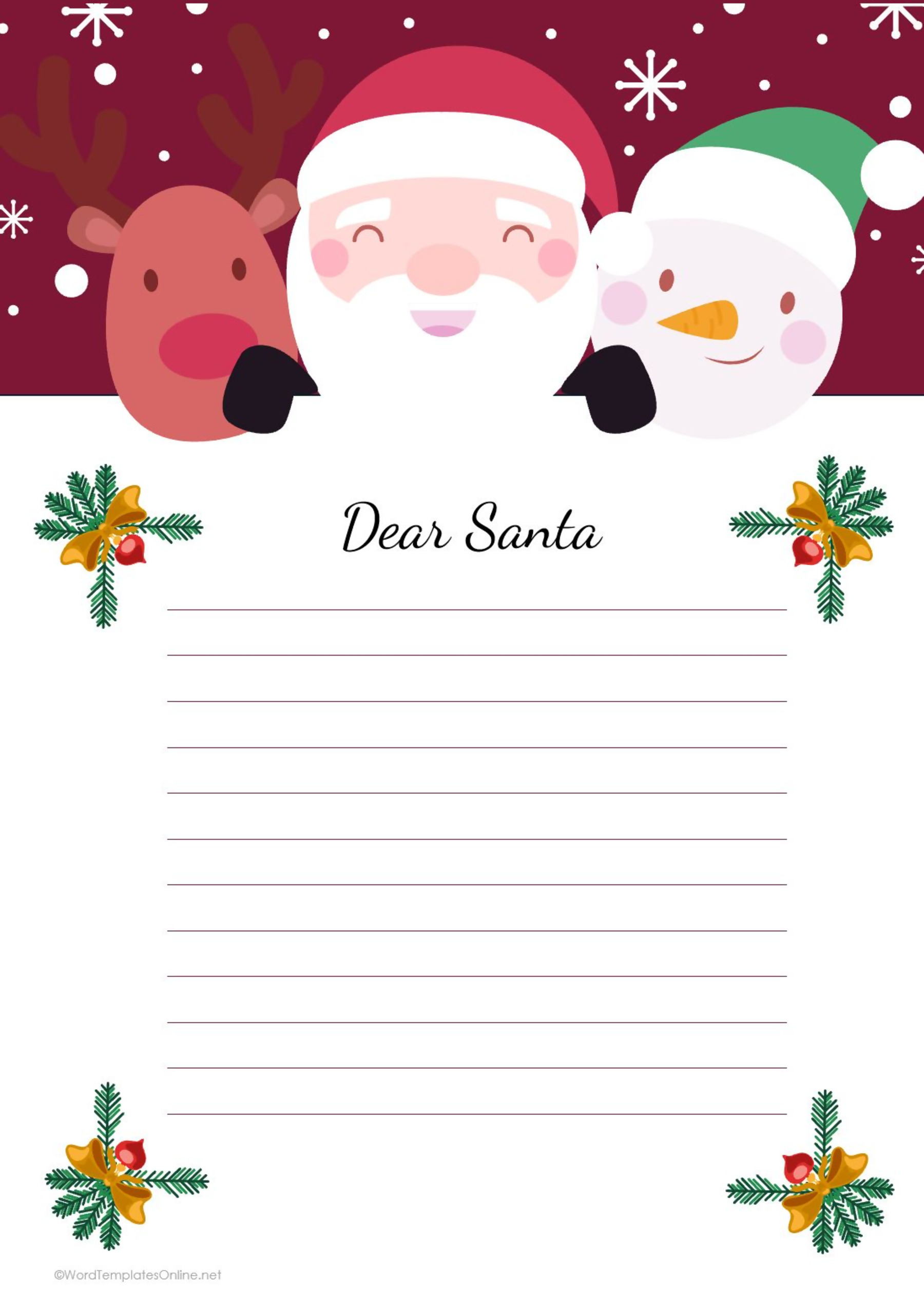 Free Printable Christmas Letter To Santa Templates with Christmas Letter Template With Pictures