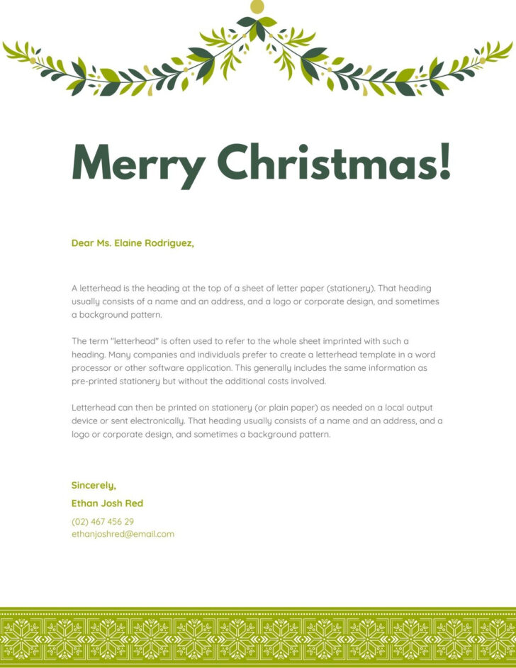 Christmas Stationery Free Template