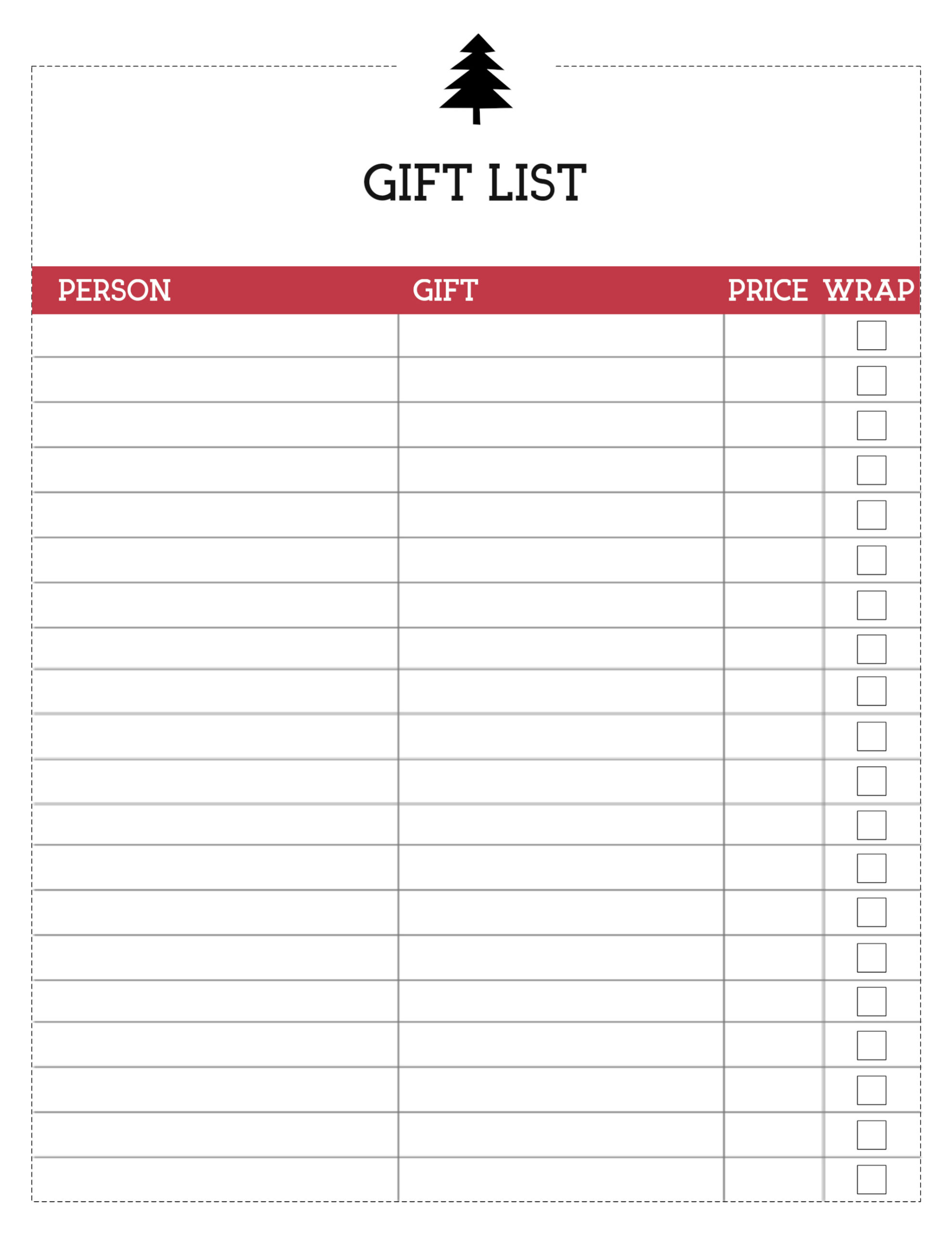Free Printable Christmas List Template {Gift List} - Paper Trail with Christmas List Template With Links