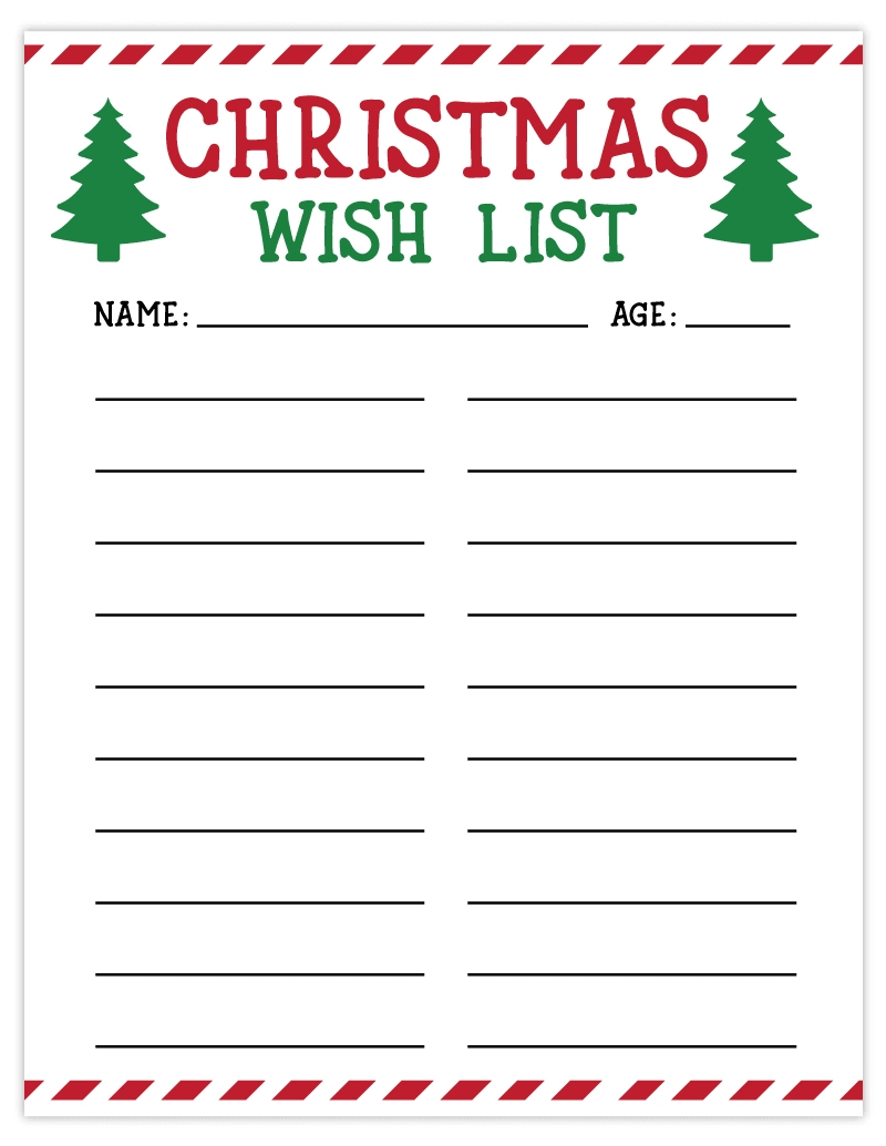 Free Printable Christmas List | Wish List For Kids - Pjs And Paint throughout Christmas List Blank Template