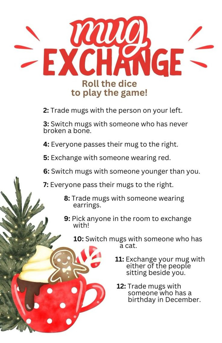 Free Printable Christmas Mug Exchange Game - Six Clever Sisters regarding Christmas Mug Exchange Template