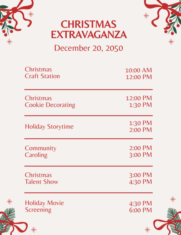 Christmas Show Program Template Christmas Show Program Template