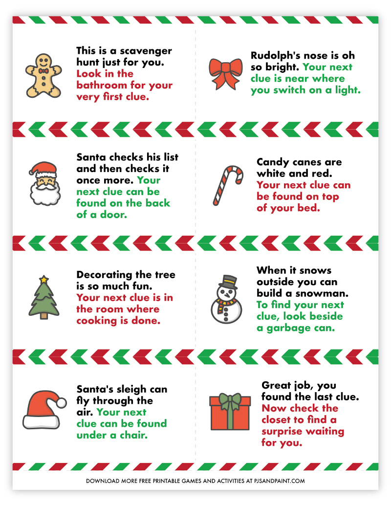 Free Printable Christmas Scavenger Hunt - Pjs And Paint with Christmas Scavenger Hunt Template
