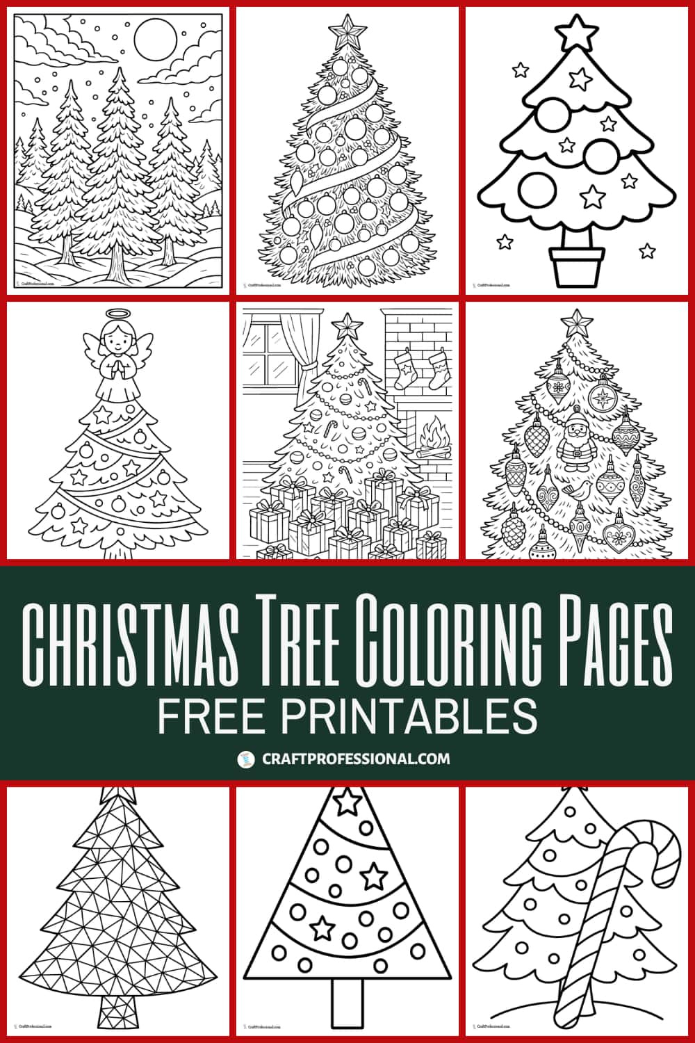 Free Printable Christmas Tree Coloring Pages (55 Designs) for Christmas Template to Colour