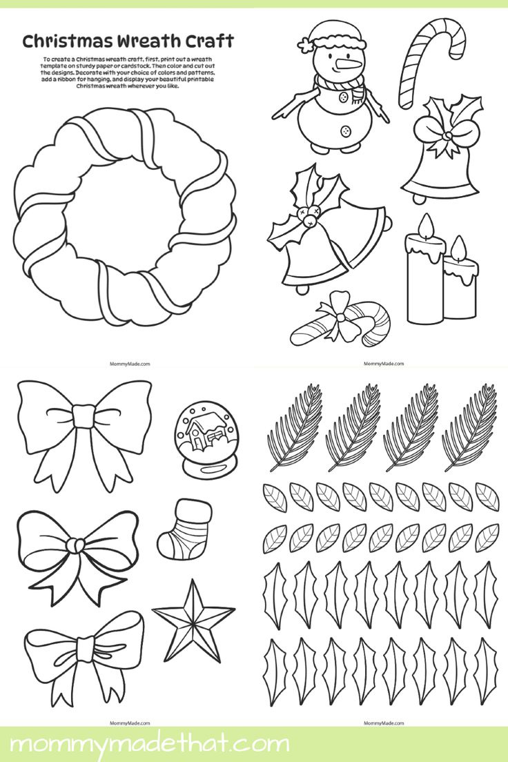 Free Printable Christmas Wreath Craft – Easy For Kids - Christmas with Christmas Template Cut Outs