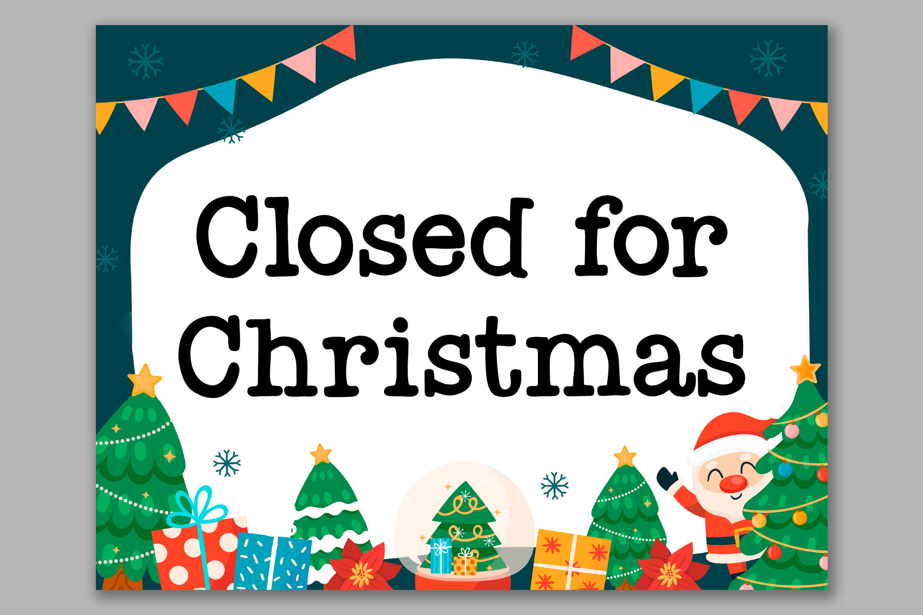 Free-Printable-Closed-For-Christmas-Sign-Template-Landscape-8 with regard to Christmas Sign Template Free
