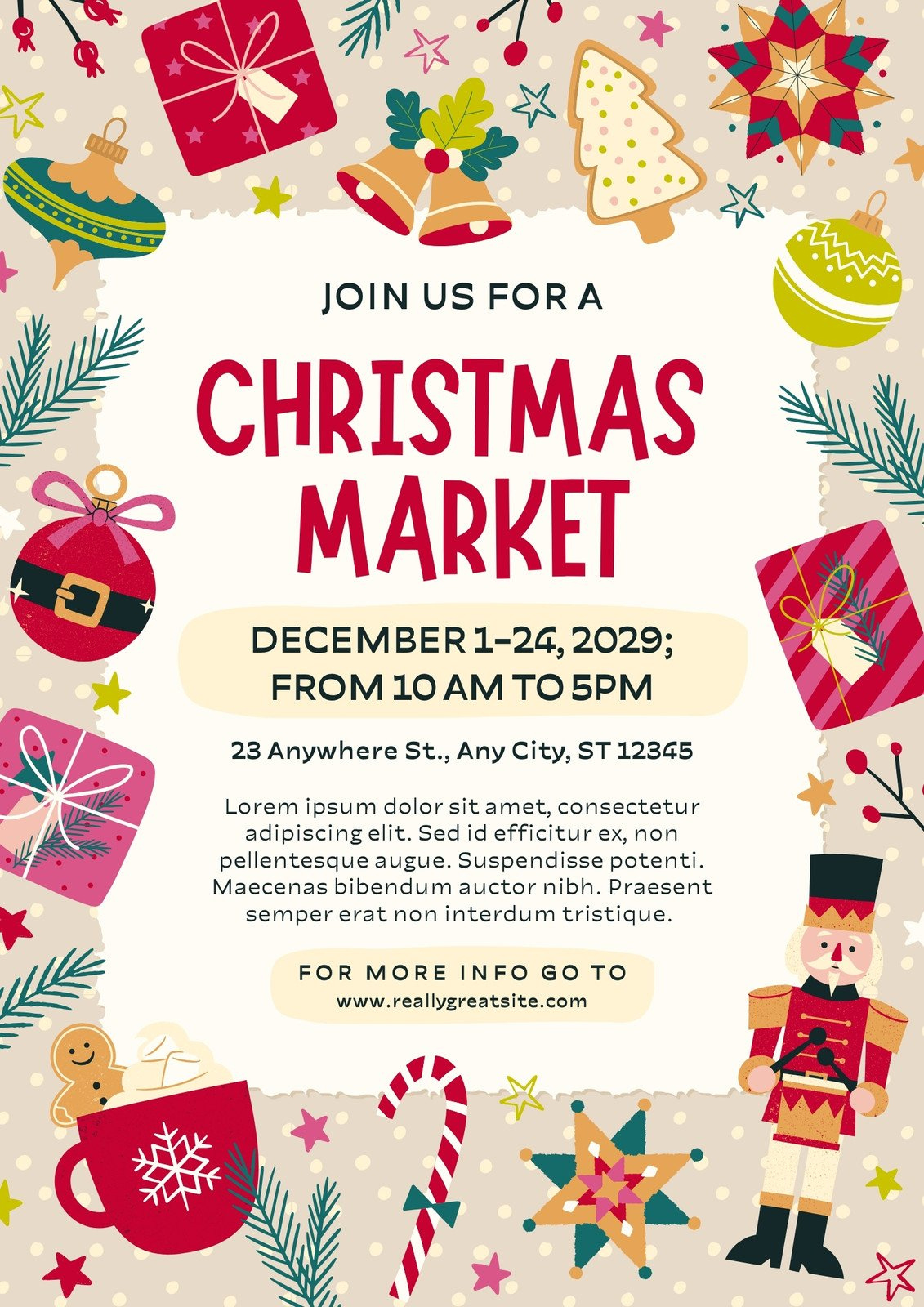 Free, Printable, Customizable Christmas Flyer Templates | Canva intended for Christmas Market Poster Template Free