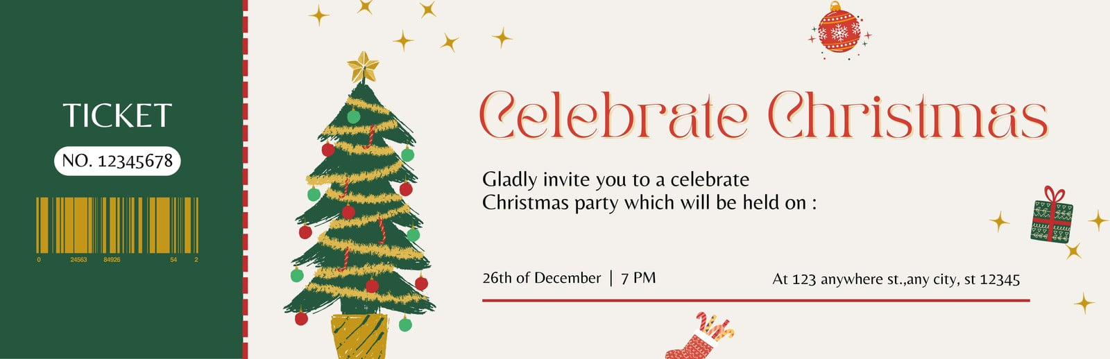 Free, Printable, Customizable Event Ticket Templates | Canva in Christmas Party Tickets Template Free