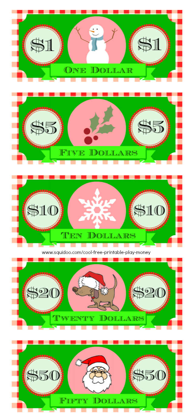 Christmas Play Money Template