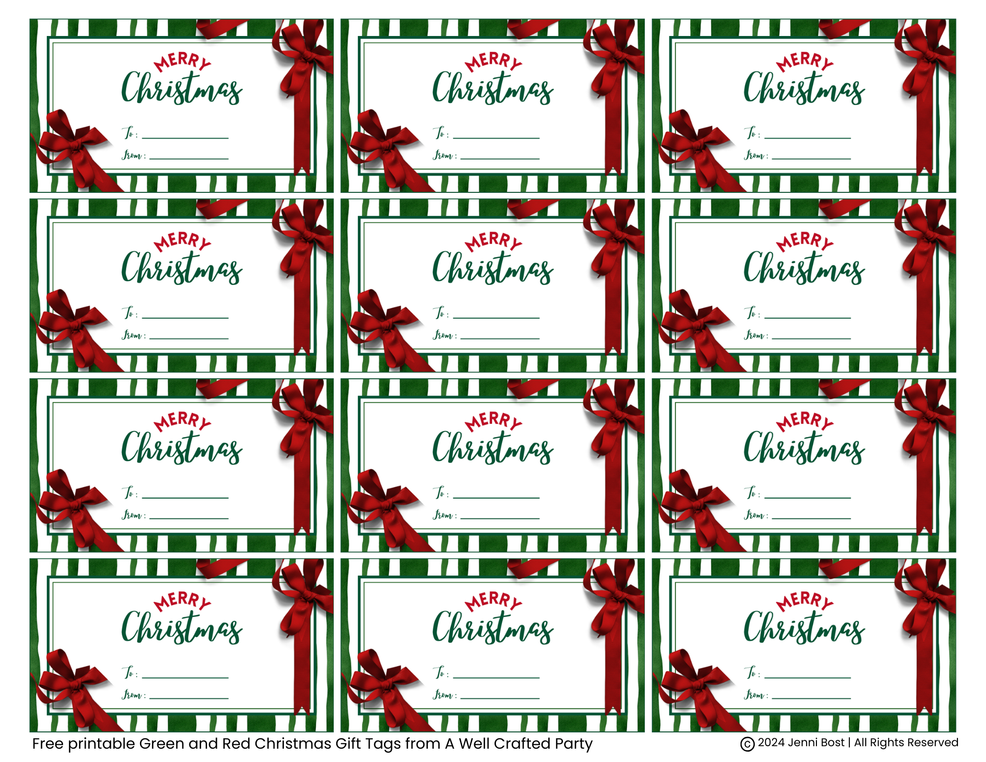 Free Printable Holiday Gift Tags – A Well Crafted Party with Christmas Name Tag Template