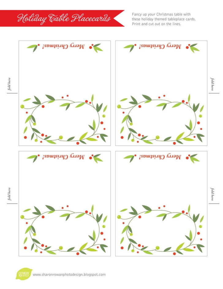Christmas Place Card Template Christmas Place Card Template