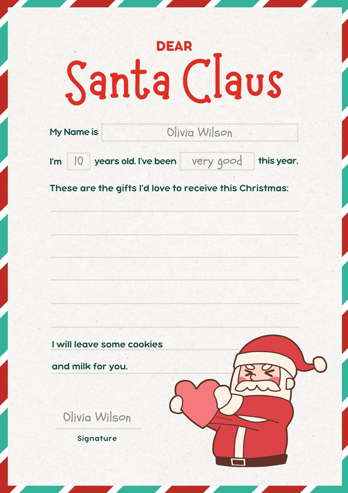Free Printable Santa Letter Templates You Can Customize | Canva within Christmas Template For Letters