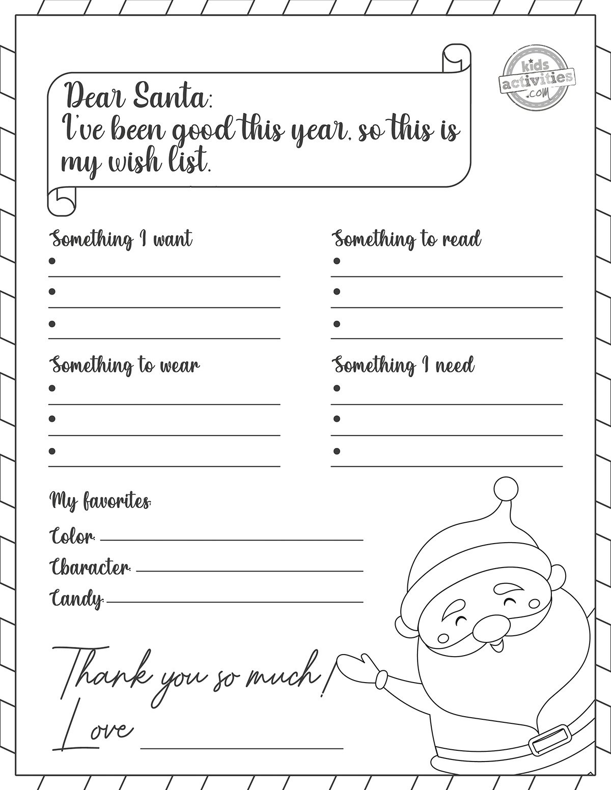 Free Santa Wish List Printable For Kids | Kids Activities Blog inside Christmas List Coloring Template
