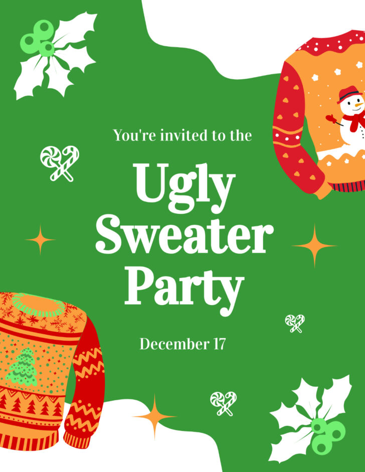 Christmas Sweater Invitation Template Free Christmas Sweater Invitation Template Free