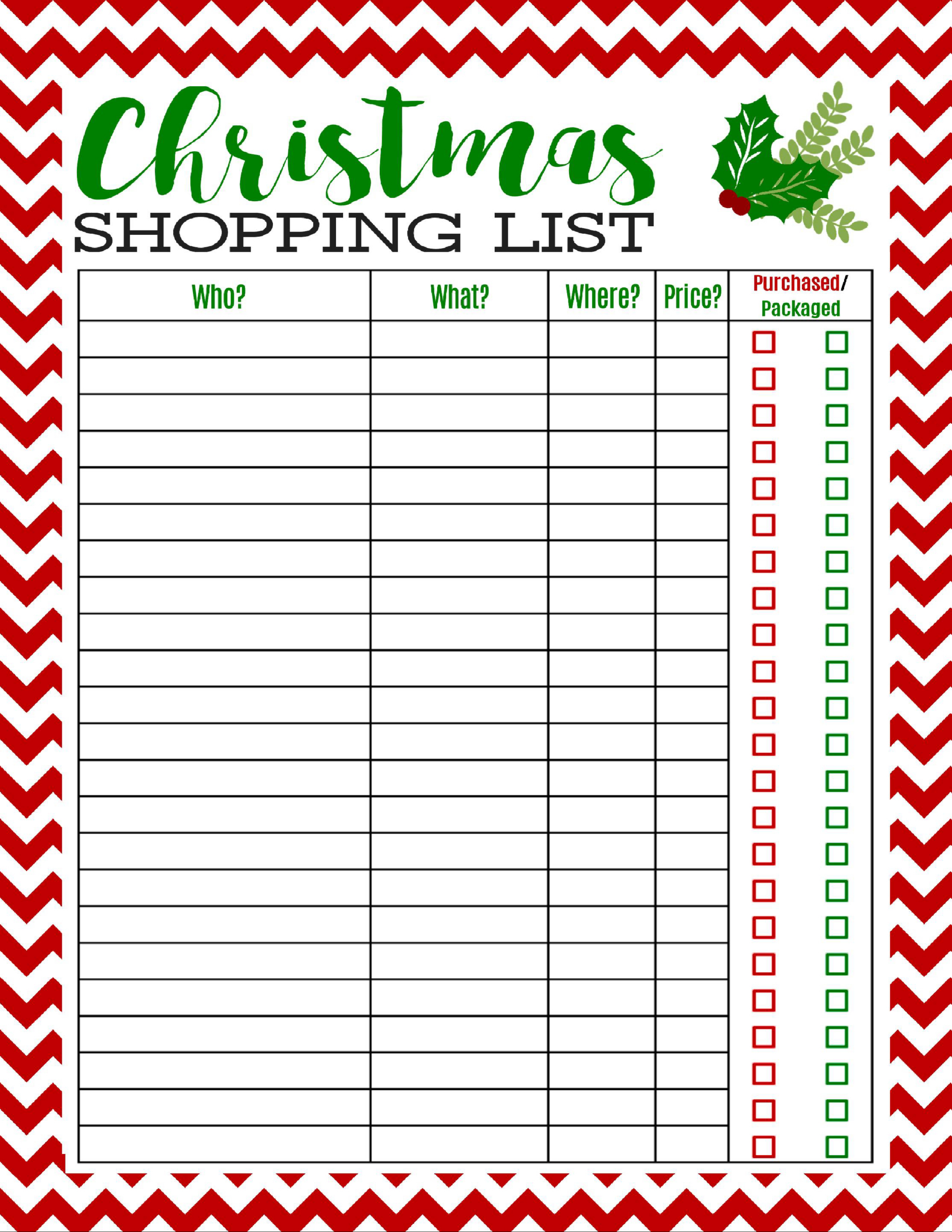 Freebie Printable Christmas Shopping List - Mom 4 Real inside Christmas Shopping List Template