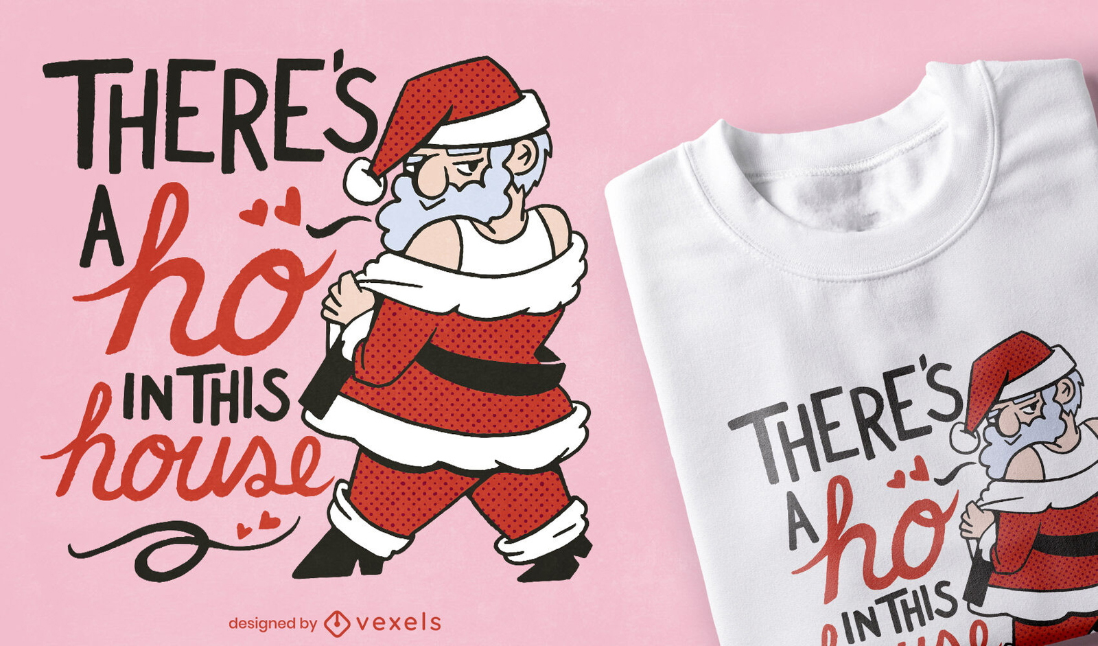 Funny Christmas Ho T-Shirt Design Vector Download with Christmas T Shirt Template