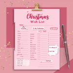 Girl Christmas Wish List Template, Teens Christmas List Printable, Pink  Wishlist, Cute Letter To Santa, Secret Santa List, Preppy Gift List With Regard To Christmas List Template Preppy