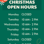 Green Christmas Open Hours Sign Template | Square Signs In Christmas Operating Hours Template