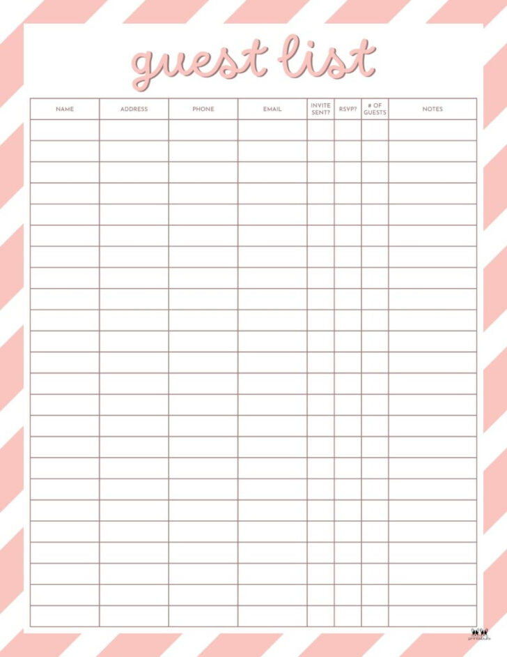 Christmas Party Guest List Template
