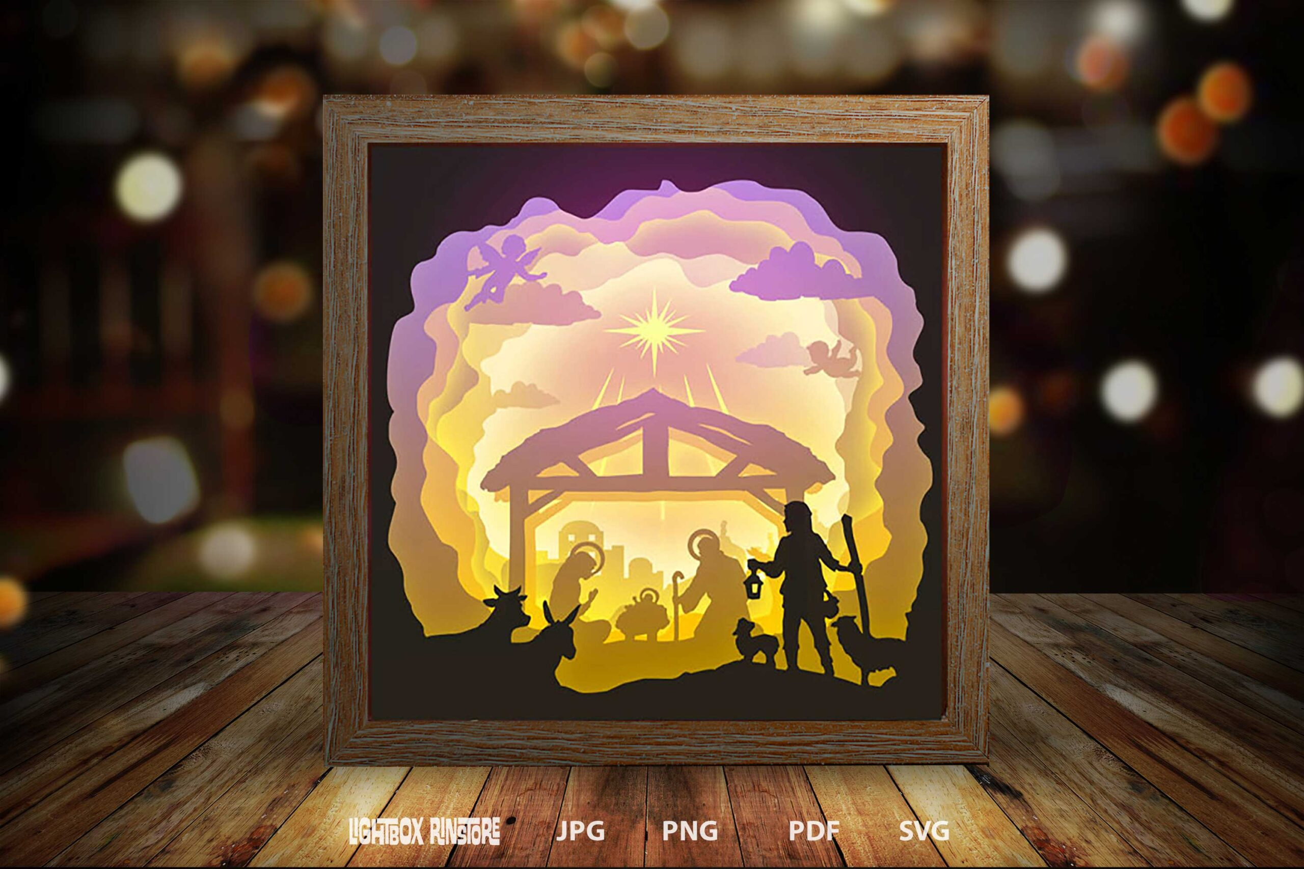 Happy Christmas Paper Light Box Template, Shadow Box Template, Shadow Box  Art, Cutting Cricut, Layered Svg File Diys #1 | Free Papercut Light Box inside Christmas Shadow Box Template