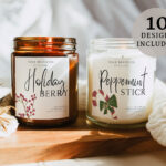 Holiday Candle Label Template, Editable Candle Label Design Pertaining To Christmas Jar Label Template