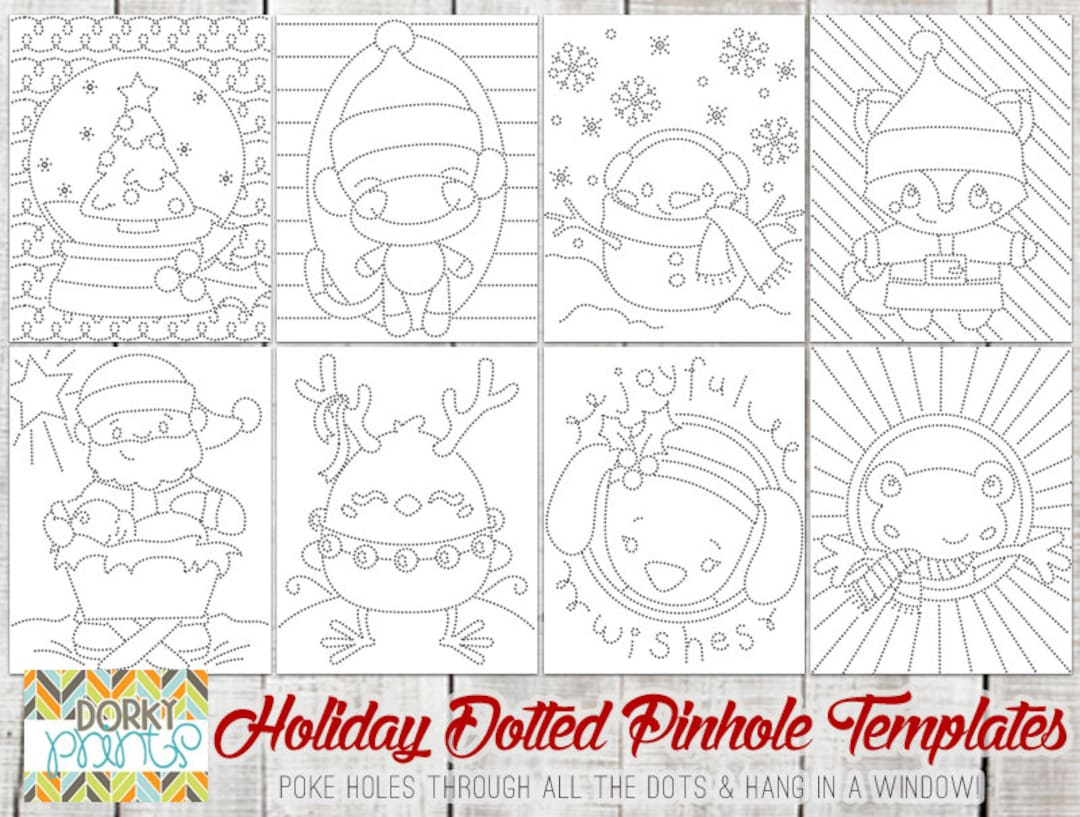 Holiday Dotted Pinhole Templates - Poke A Hole In All The Dots To for Christmas Push Pin Art Template