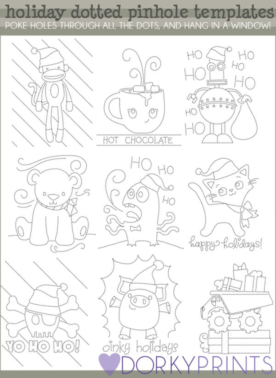 Holiday Dotted Pinhole Templates - Poke A Hole In All The Dots To in Christmas Push Pin Art Template