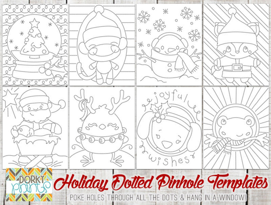 Holiday Dotted Pinhole Templates - Poke A Hole In All The Dots To with Christmas Pin Art Template