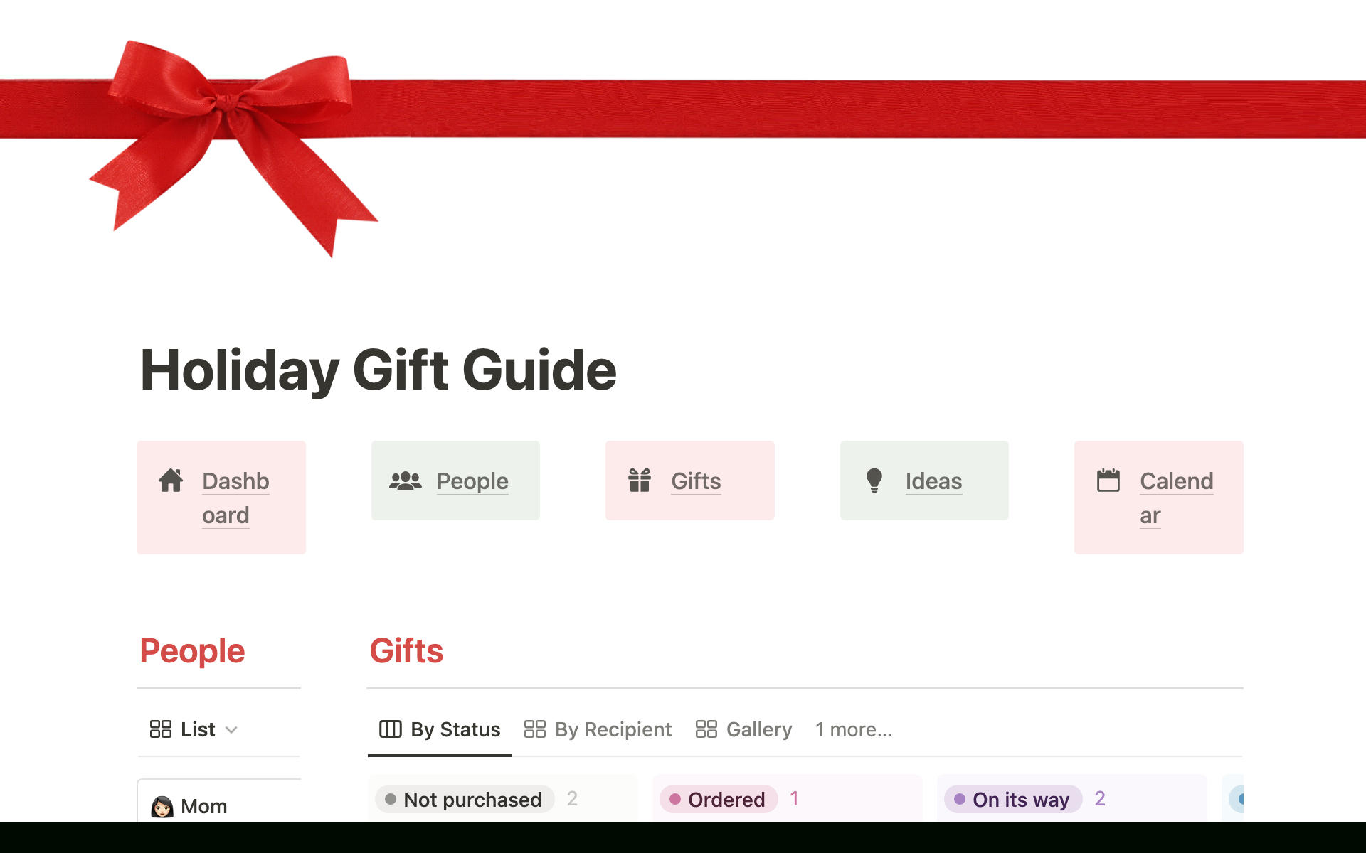Holiday Gift Guide Template | Notion Marketplace regarding Christmas List Notion Template