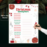Holiday Hours Poster   Etsy In Christmas Opening Hours Blank Template