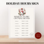 Holiday Hours Sign   Etsy Ireland Inside Christmas Store Hours Template