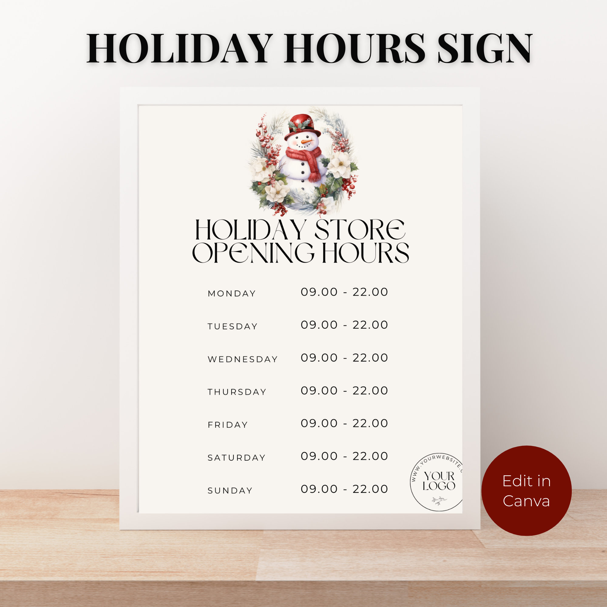 Holiday Hours Sign - Etsy Ireland inside Christmas Store Hours Template