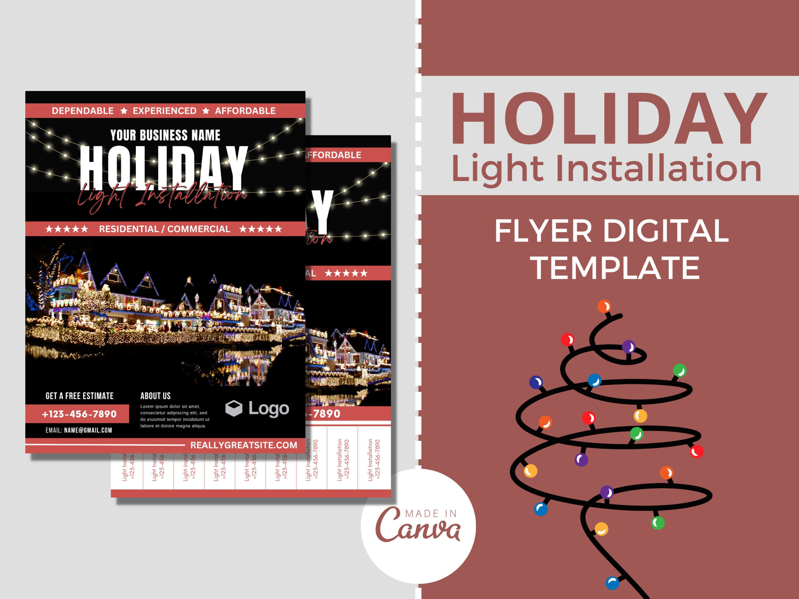 Holiday Light Installation Flyer 01 - Christmas Light Hanging inside Christmas Lights Flyer Template