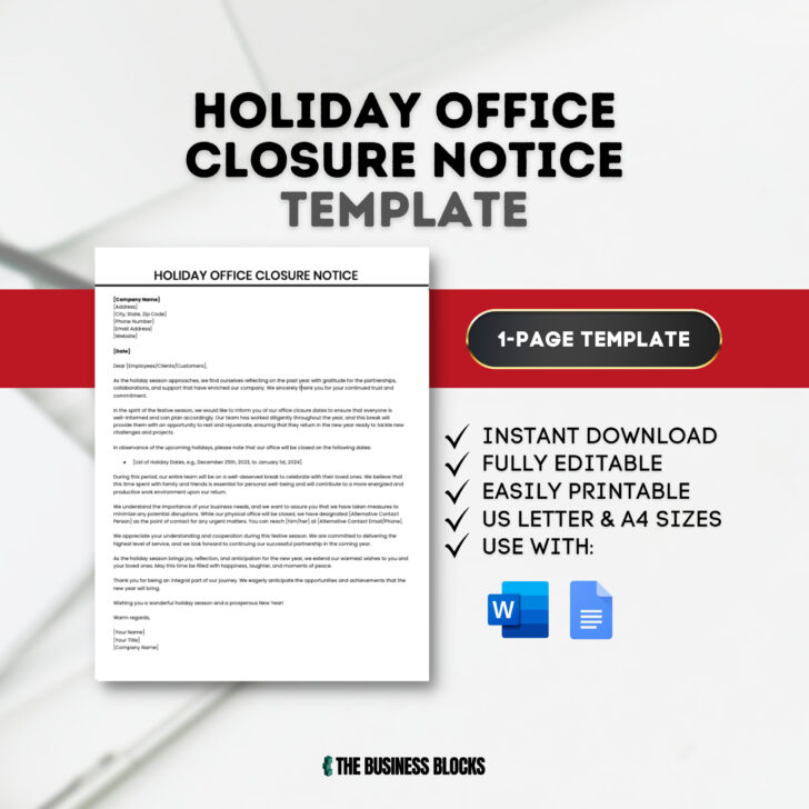 Christmas Office Closure Notice Template Christmas Office Closure Notice Template