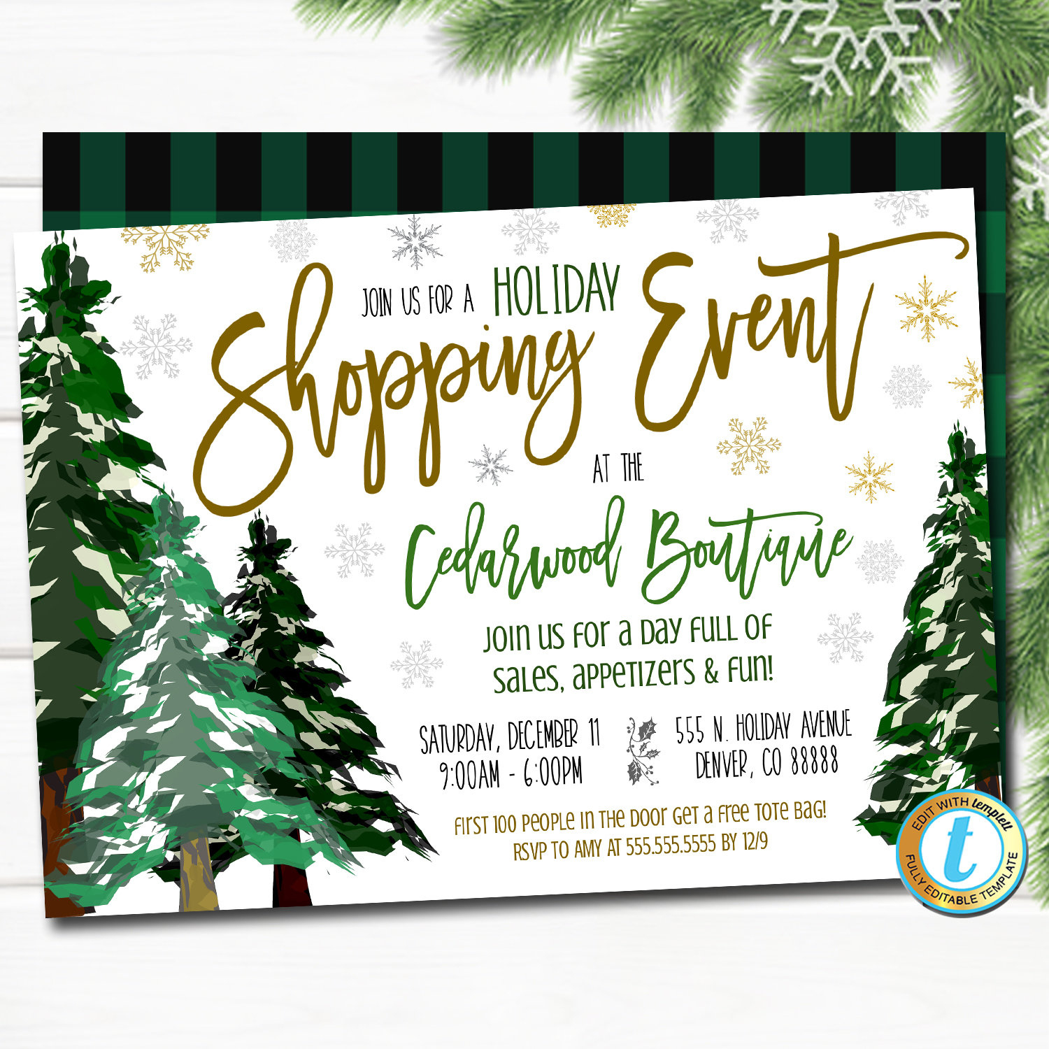 Holiday Open House Invitation, Christmas Boutique Shopping Event for Christmas Open House Template