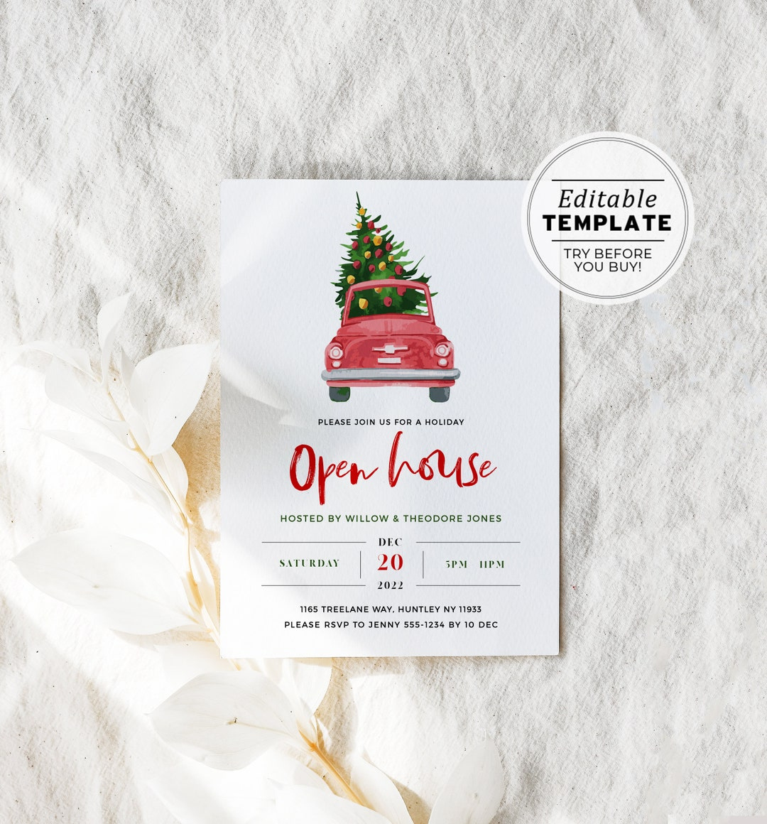Holiday Open House Invitation Template, Christmas Party Invitation intended for Christmas Open House Invitations Template