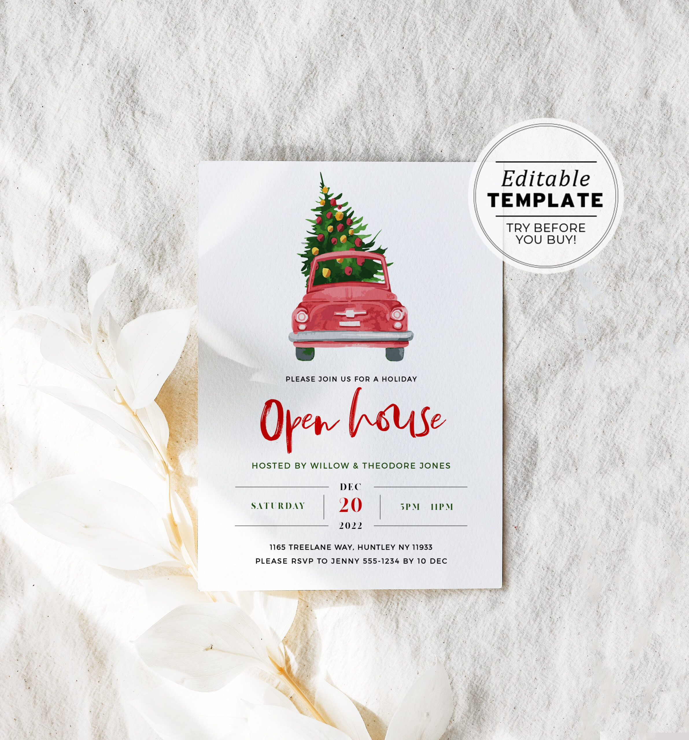 Holiday Open House Invitation Template, Christmas Party Invitation within Christmas Open House Template
