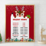 Holiday Opening Hours 8.5 X 11 Inches, Printable Mobile Editable Intended For Christmas Opening Hours Template
