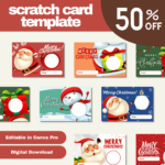 Holiday Scratch Card Template Canva Pro Editabledigisunny Pertaining To Christmas Scratch Off Template