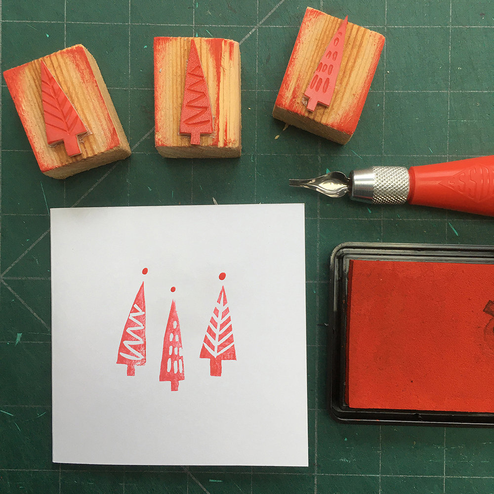 How To Make A Lino Stamped Christmas Card inside Christmas Lino Print Template