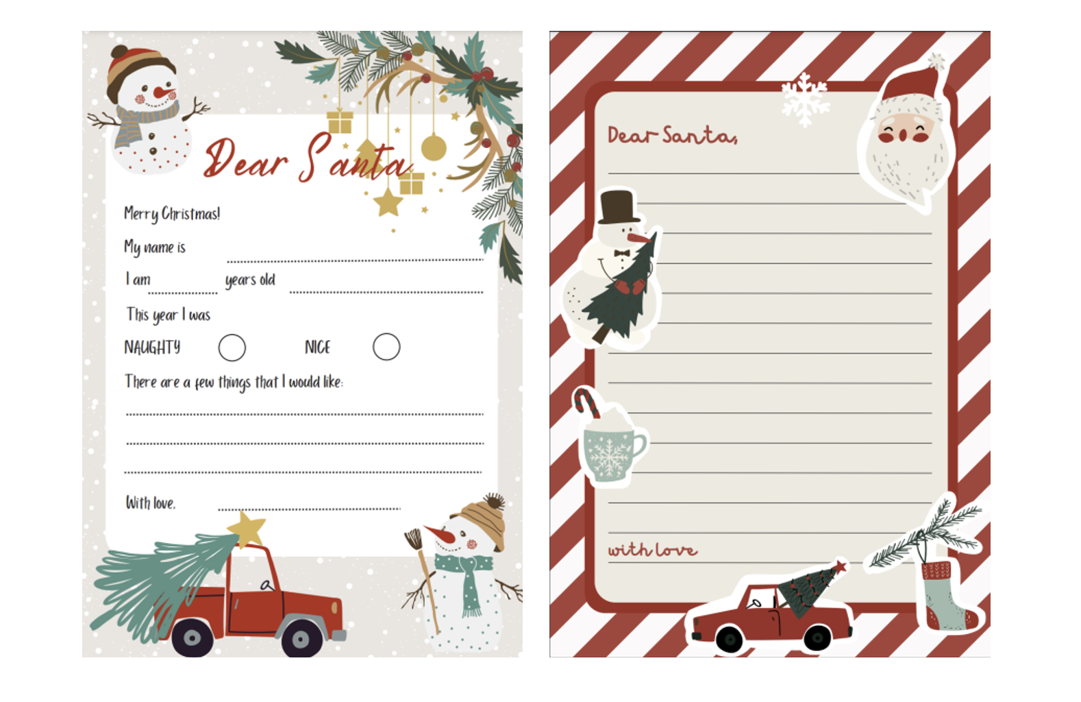 Kids&amp;#039; Christmas Activities: Free Printable Letter To Santa Templates with Christmas Paper Template Printable Free